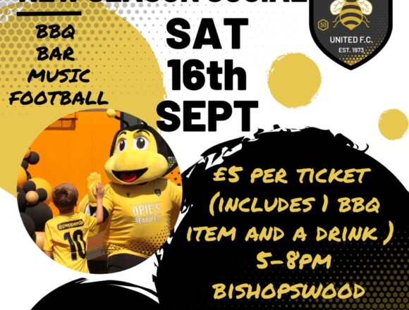New Season Social Sat 16th Sep
